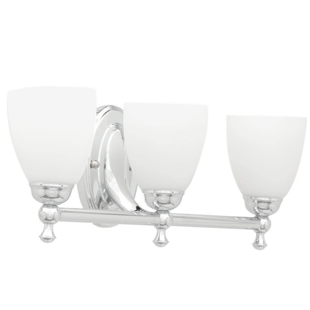Hampton Bay Solomone  3-Light Polished Chrome Bathroom Vanity Light Fixture