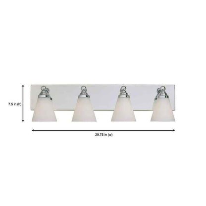 Designers Fountain Hudson Chrome Transitional Vanity w/ White Opal Glass Shades