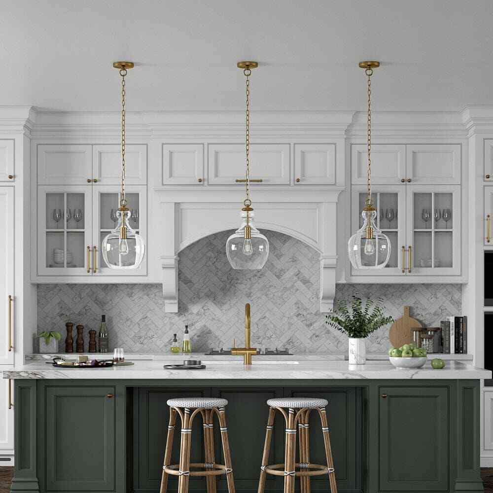 Meyer&Cross Verona 1-Light Brass Pendant with Clear Glass Shade PD0271