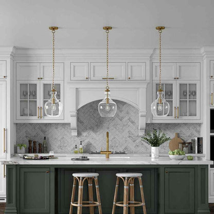 Meyer&Cross Verona 1-Light Brass Pendant with Clear Glass Shade PD0271