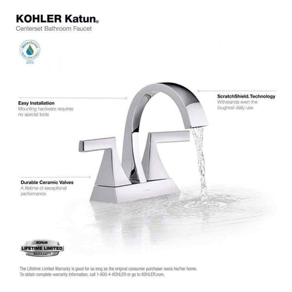 KOHLER Katun 4 in. Centerset 2-Handle Bathroom Faucet in Polished Chrome