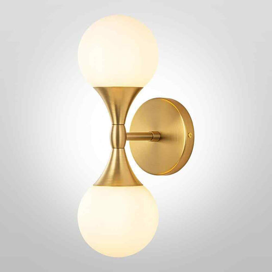 RRTYO North Gold Bubble Modern Up and Down Wall Sconce w/ Opal Glass Globe Shade