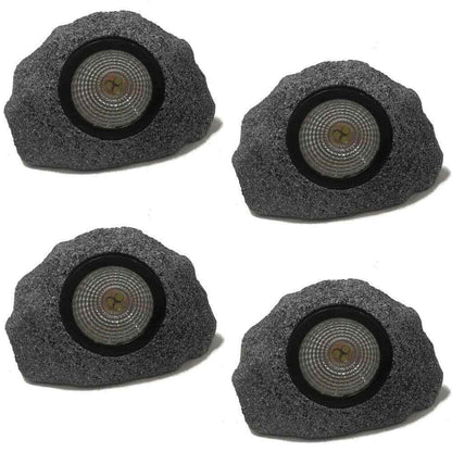 Solar 5 in. 10 Lumens Rock Outdoor Landscaping Spotlight in Gray ( 4-Pack)