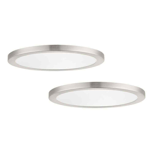 Commercial Electric 19" Ultra-Low Profile LED Flush Mount Brushed Nickel 2-Pack