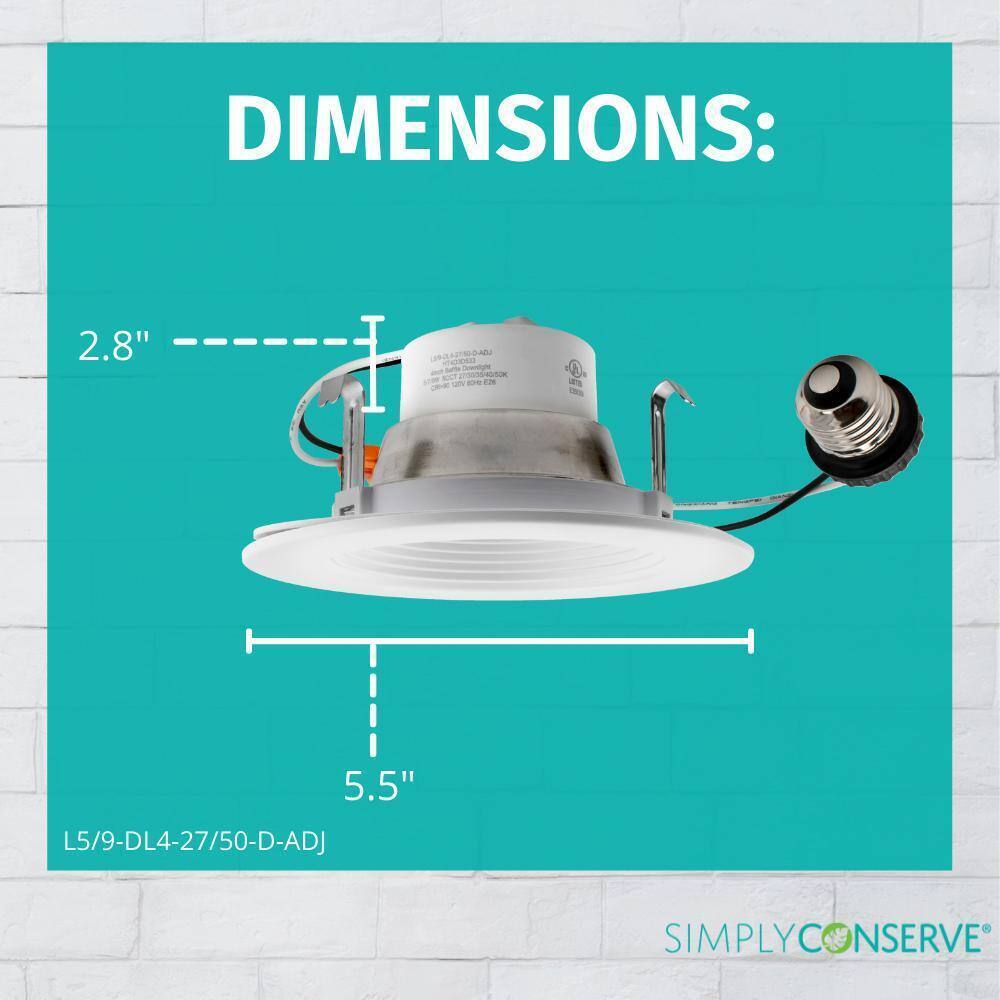 Simply Conserve 4 in. Wattage and CCT Selectable LED Recessed Downlight Retrofit