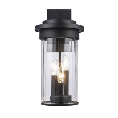 Bel Air Lighting Carmel 3-Light Black Outdoor Wall Light Fixture w/ Clear Glass