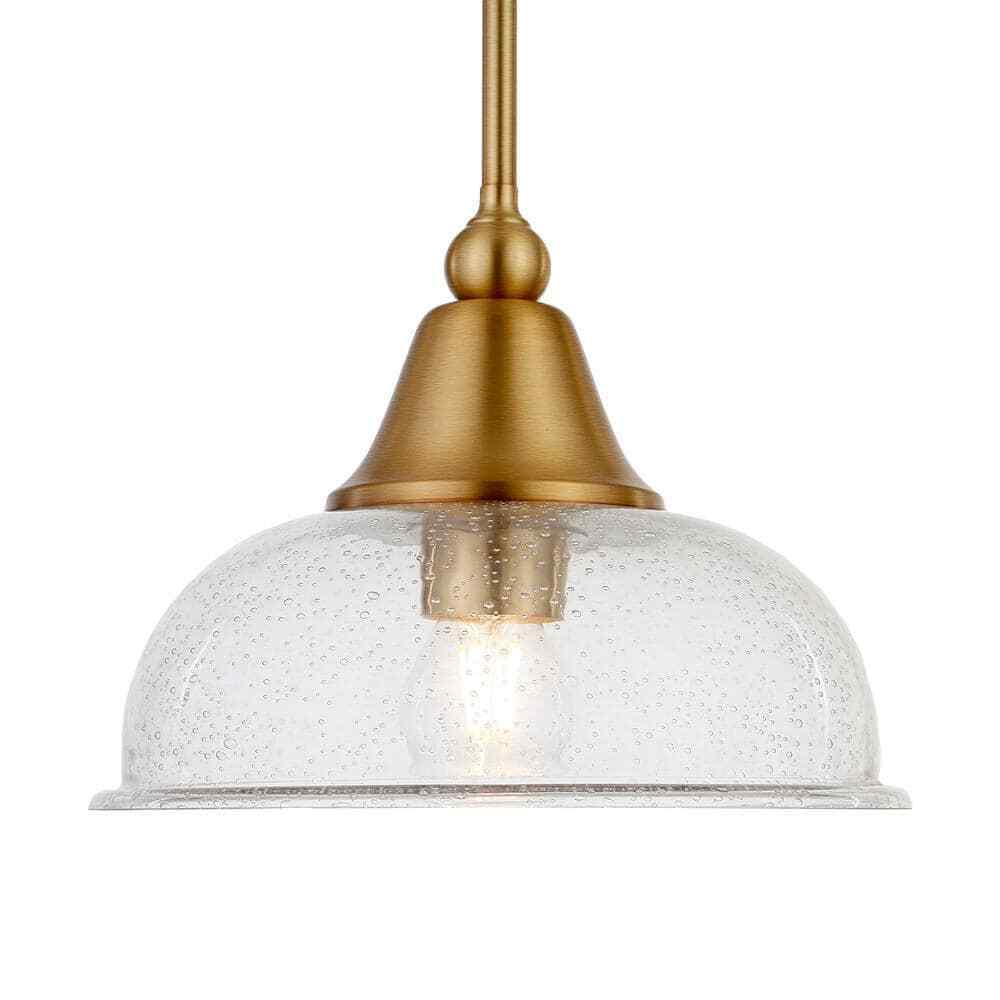 Meyer&Cross Magnolia 1-Light Brass Single Pendant with Seeded Glass Shade PD0524