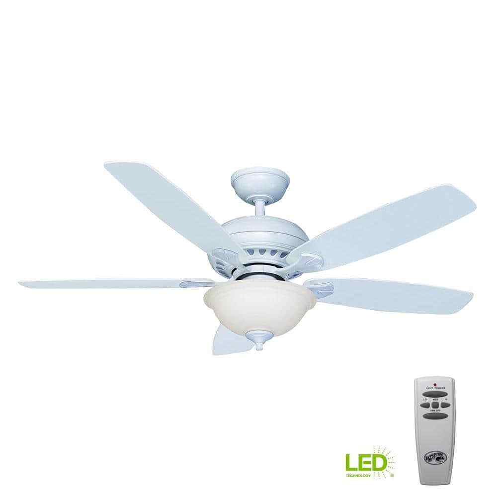 Hampton Bay Southwind 52 in. Indoor LED Matte White Ceiling Fan w/ Remote