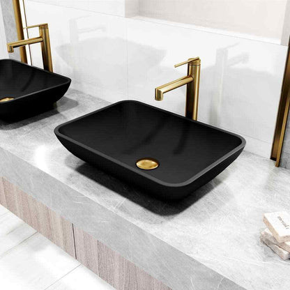 VIGO Sterling Single-Hole Bathroom Vessel Faucet in Matte Brushed Gold