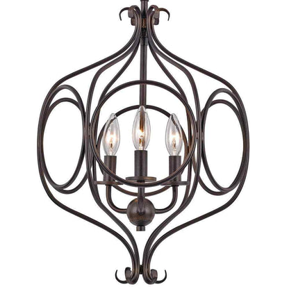 Bel Air Lighting 3-Light Rubbed Oil Bronze Pendant with Metal Shade