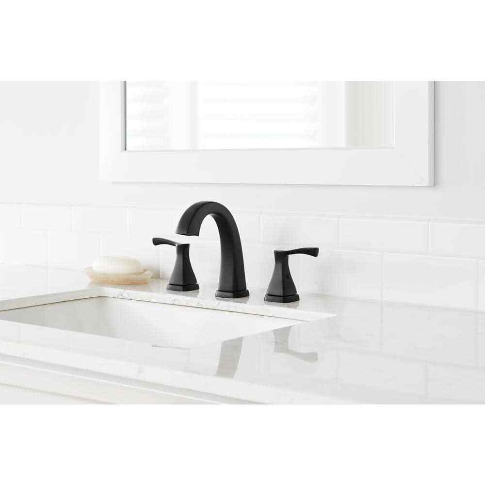 Glacier Bay Calandine 8 in. Widespread 2-Handle Bathroom Faucet in Matte Black