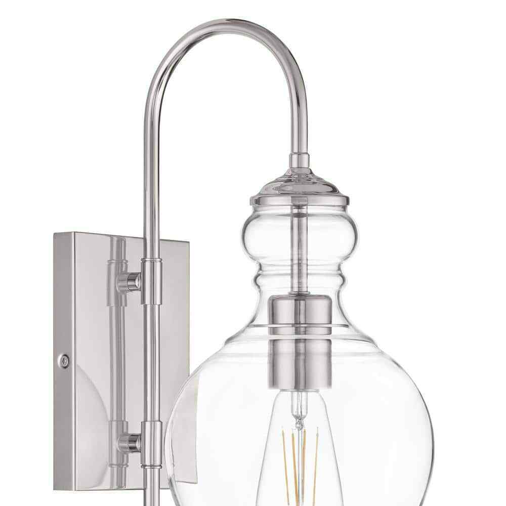 Home Decorators Bakerston 1-Light Polished Nickel Wall Sconce