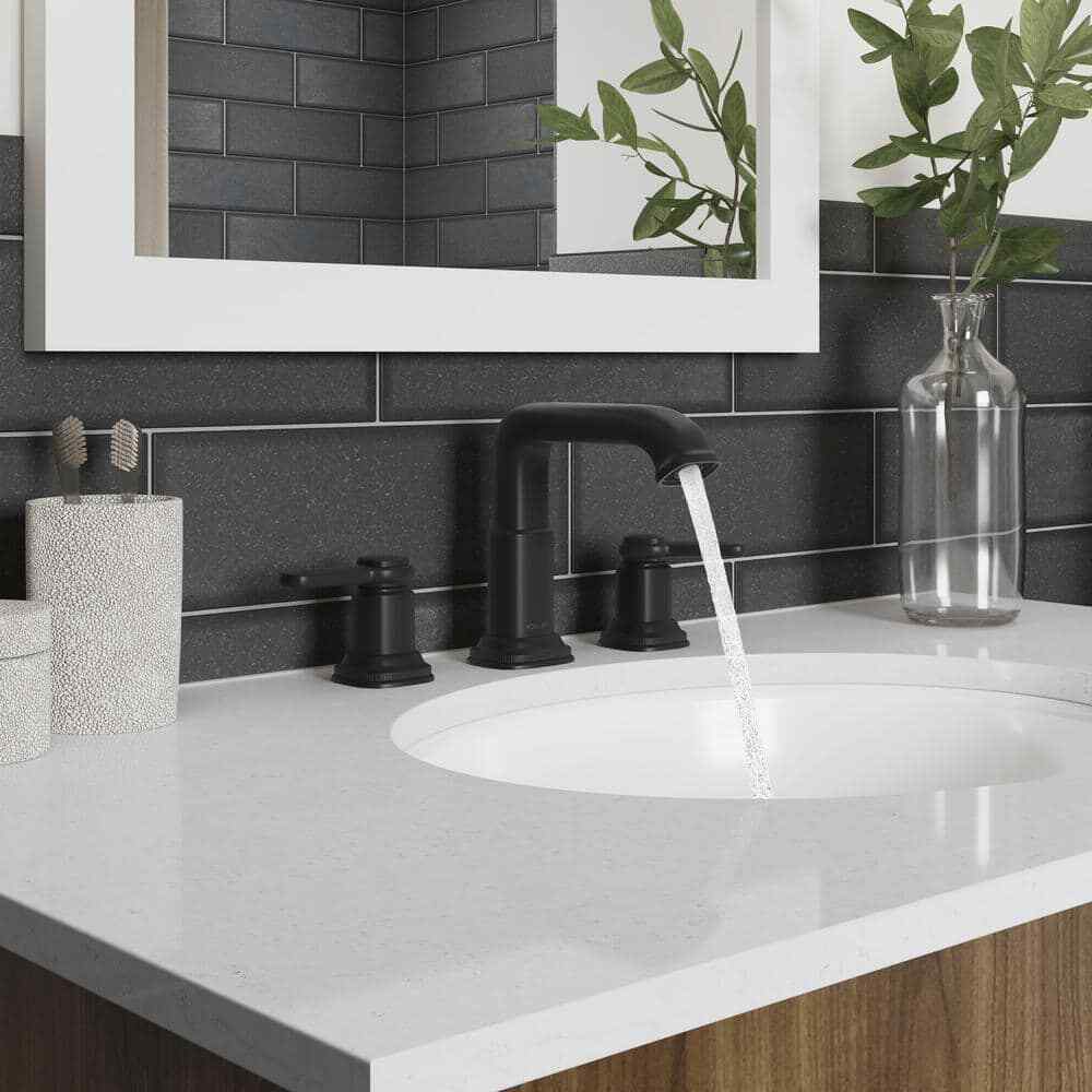 KOHLER Numista 8 in. Widespread Double Handle Bathroom Faucet in Matte Black