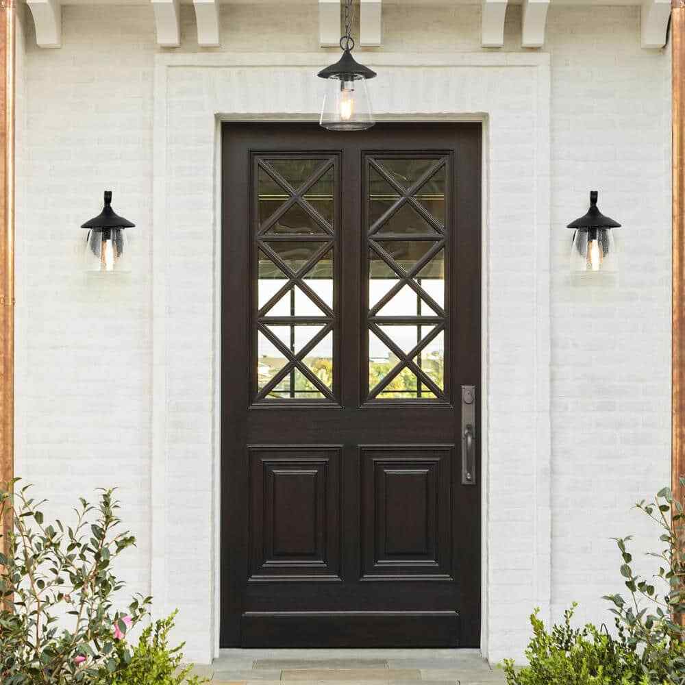 LNC Modern Frosted Black Porch Outdoor Wall Sconce 1-Light Exterior Lantern