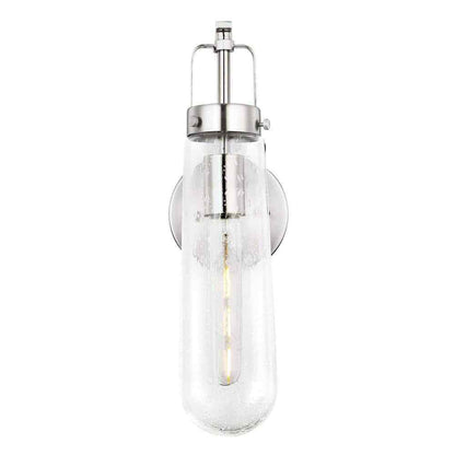 Light Society Tahoe 4.75 in. Satin Nickel Wall Sconce with Seeded Glass Shade