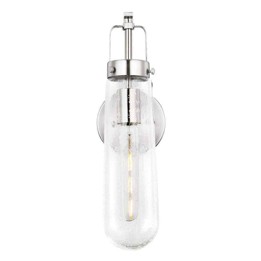 Light Society Tahoe 4.75 in. Satin Nickel Wall Sconce with Seeded Glass Shade