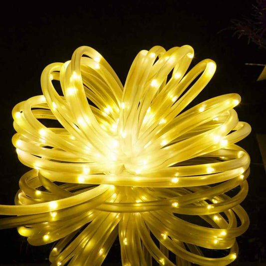 GIGALUMI 35.7 ft. Solar Powered Warm White LED Rope Light with 8 Modes 2-Pack