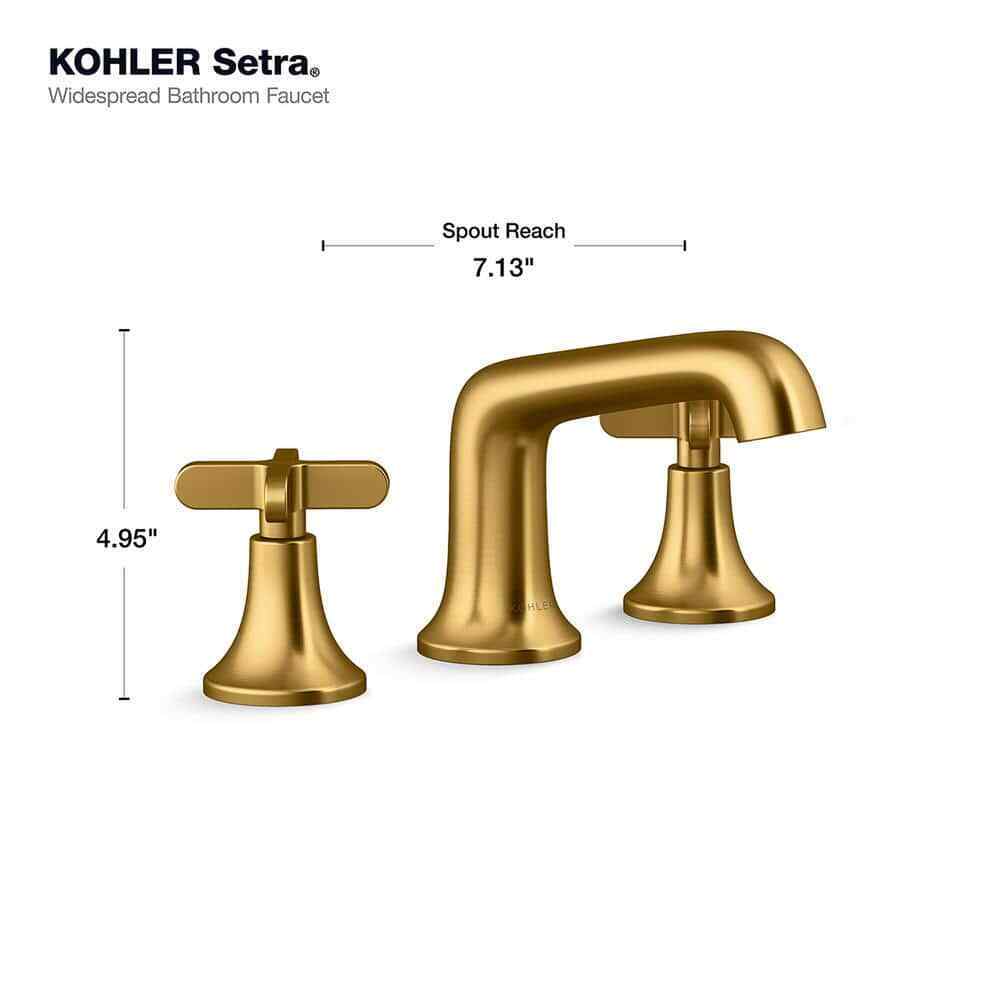 KOHLER Setra 8 in. Double Handle Bathroom Faucet, Vibrant Moderne Brushed Brass