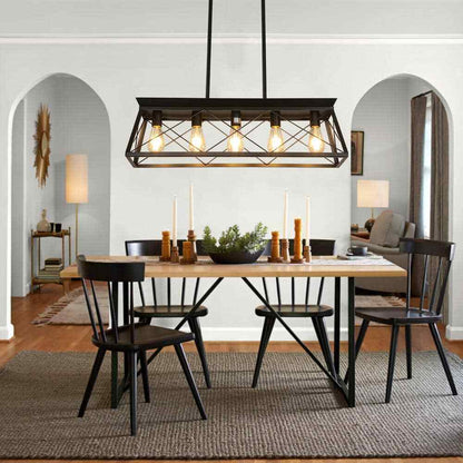 Sunpez Black Rustic Chandelier Modern Hanging Farmhouse Pendant Light Fixture