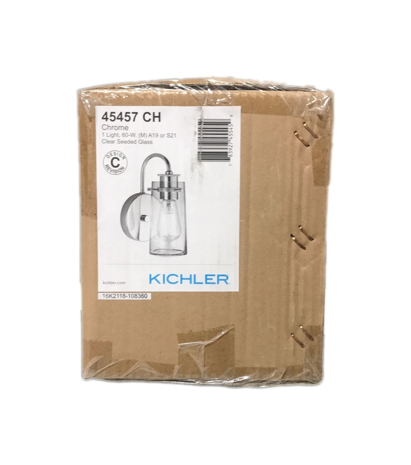 KICHLER Braelyn 1-Light Chrome Bathroom Indoor Wall Sconce