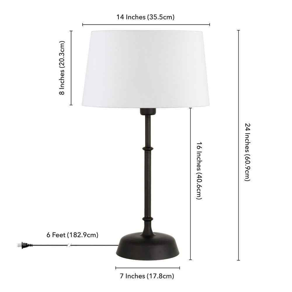 Meyer&Cross Derek 24 in. Blackened Bronze Table Lamp with Fabric Shade TL0468