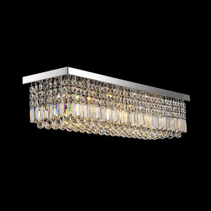 SILJOY 40 in. Modern 8-Light Rectangle Crystal Chandelier Ceiling Light Fixture