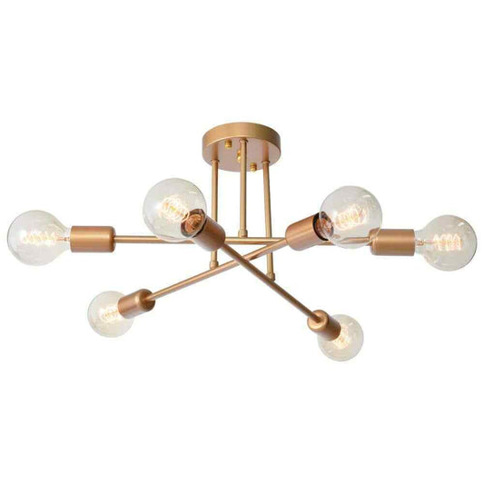 RRTYO Elektra 23.62 in. 6-Light Champagne Gold Semi-Flush Mount
