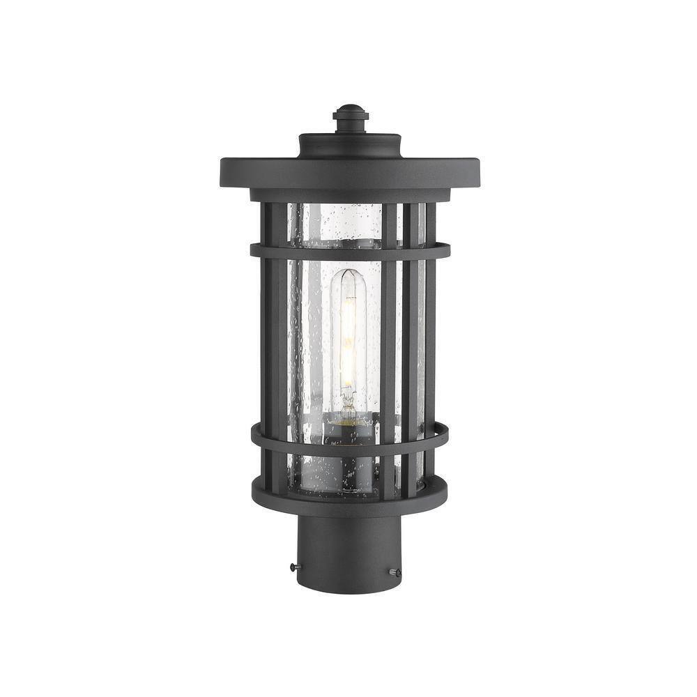 Jordan 14.75 in. 1-Light Black Aluminum Hardwired Outdoor Post Light