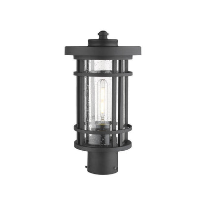 Jordan 14.75 in. 1-Light Black Aluminum Hardwired Outdoor Post Light