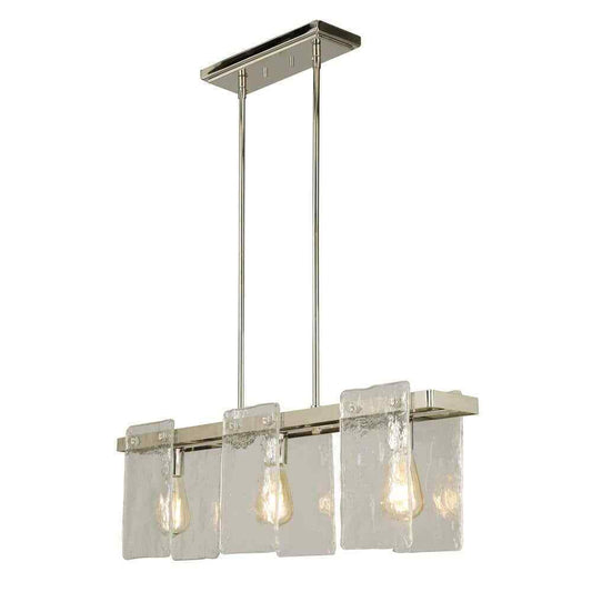 Eglo Wolter 3-Light Polished Nickel Kitchen Island Pendant w/ Clear Glass Shades