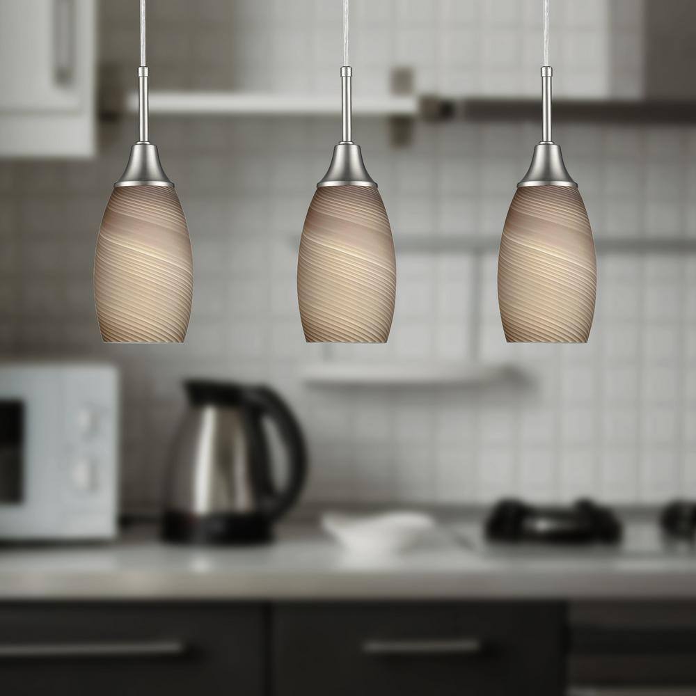 Peak 3-Light Nickel and Brown Pendant 1935-P3