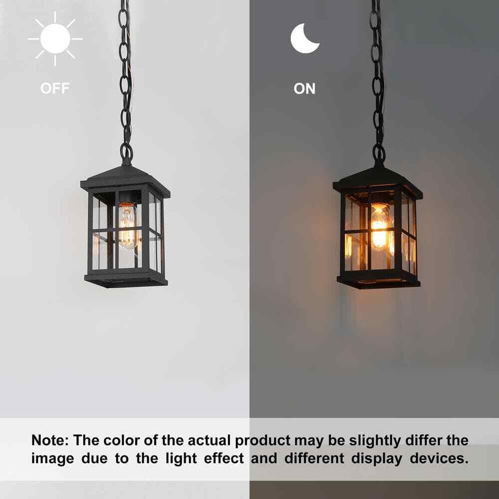 LNC Modern Black Outdoor Pendant Light 1-Light Farmhouse Hanging Lantern
