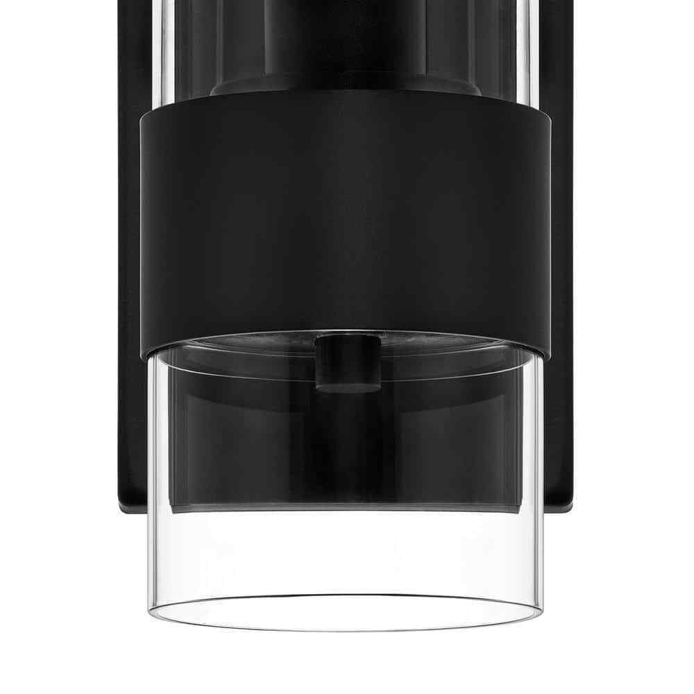 Hampton Bay Denbeck 4.5 in. W Matte Black 1-Light Sconce Clear Glass