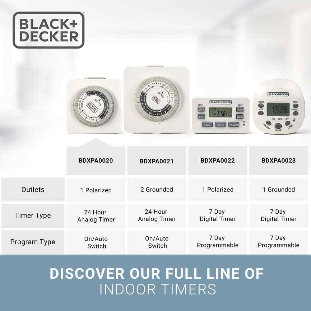 BLACK+DECKER Indoor Light Programmable Outlet Timers Analog Timer Outlet 2-Pack