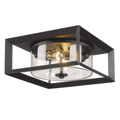 Golden Lighting Smyth 2-Light Black Outdoor Flush Mount 2073-OFM NB-SD