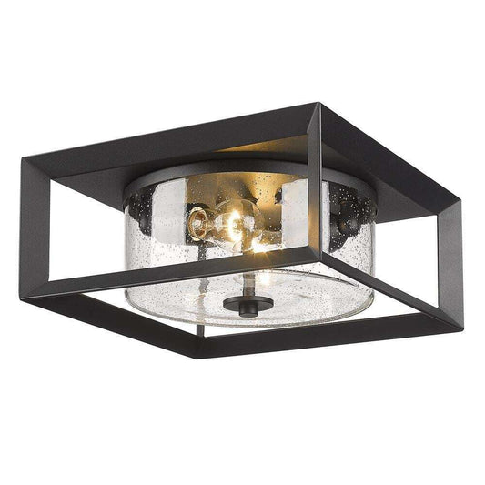 Golden Lighting Smyth 2-Light Black Outdoor Flush Mount 2073-OFM NB-SD
