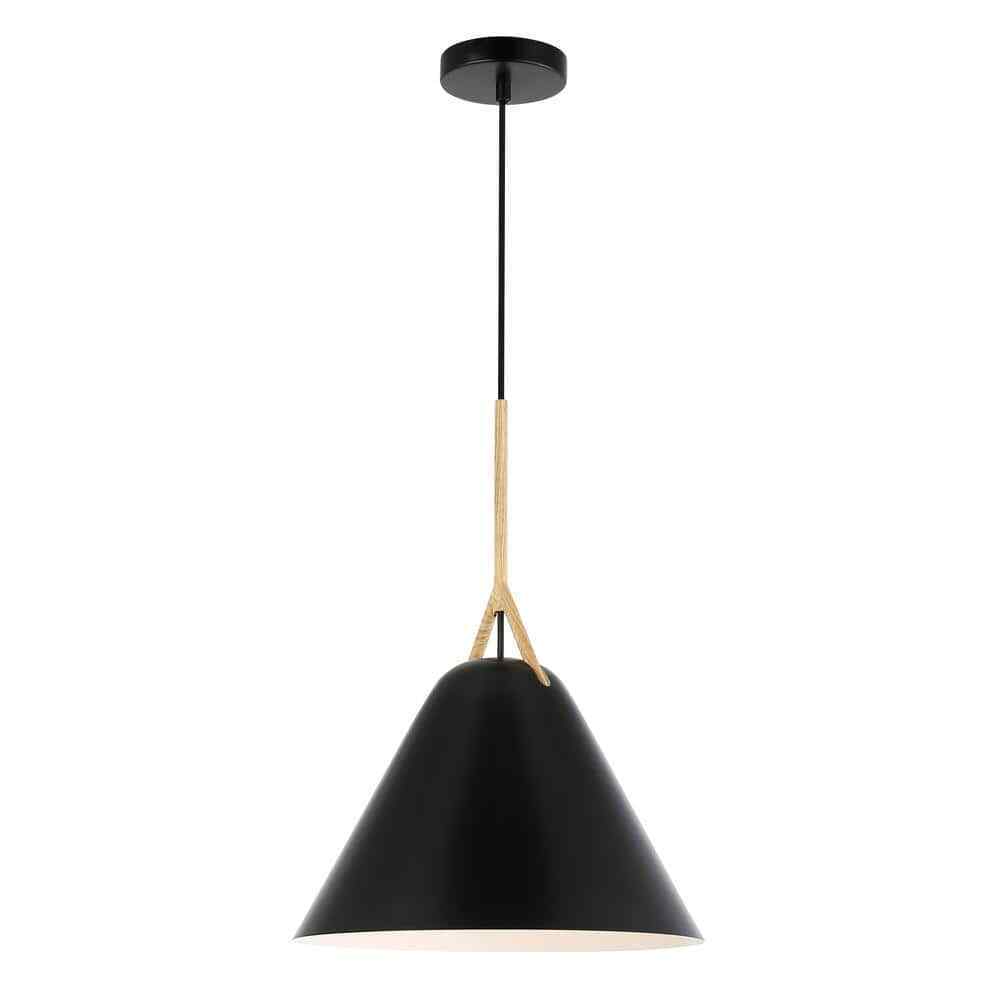 Light Society Kalix 14 in. 1-Light Black Pendant with Metal Shade LS-C402-BK