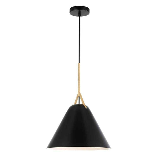 Light Society Kalix 14 in. 1-Light Black Pendant with Metal Shade LS-C402-BK