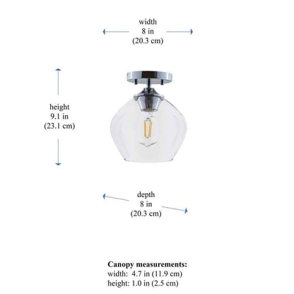 STANFORD LIGHTING Ancona 1-Light Chrome Semi-Flush Mount with Clear Glass