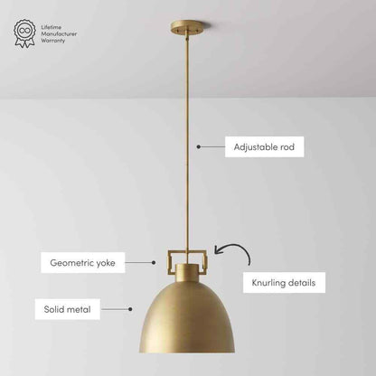 Nathan James Leigh 1-Light Antiqued Brass Shaded Pendant Light