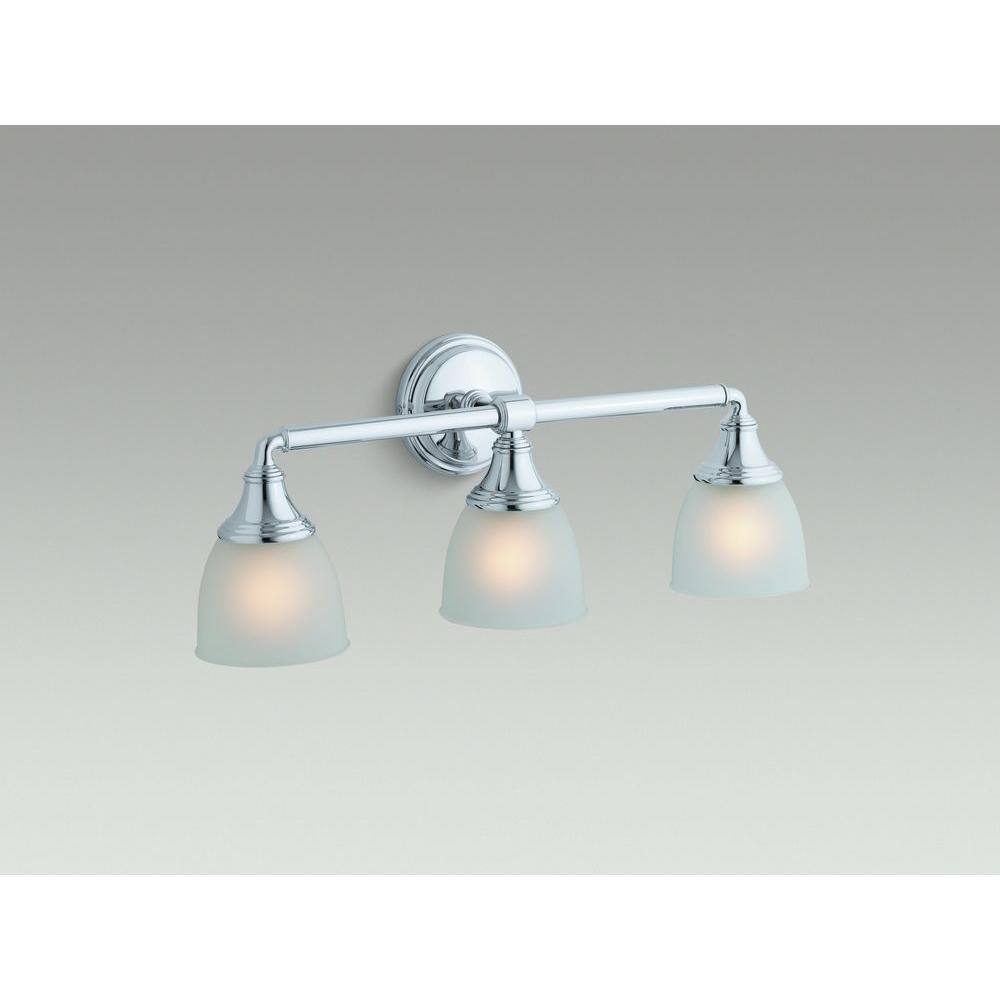 KOHLER Devonshire 3 Light Polished Chrome Indoor Bathroom Vanity Light Fixture