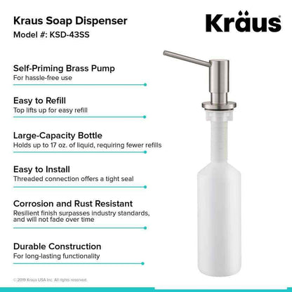 KRAUS Kitchen Soap and Lotion Dispenser in Stainless Steel KSD-43SS
