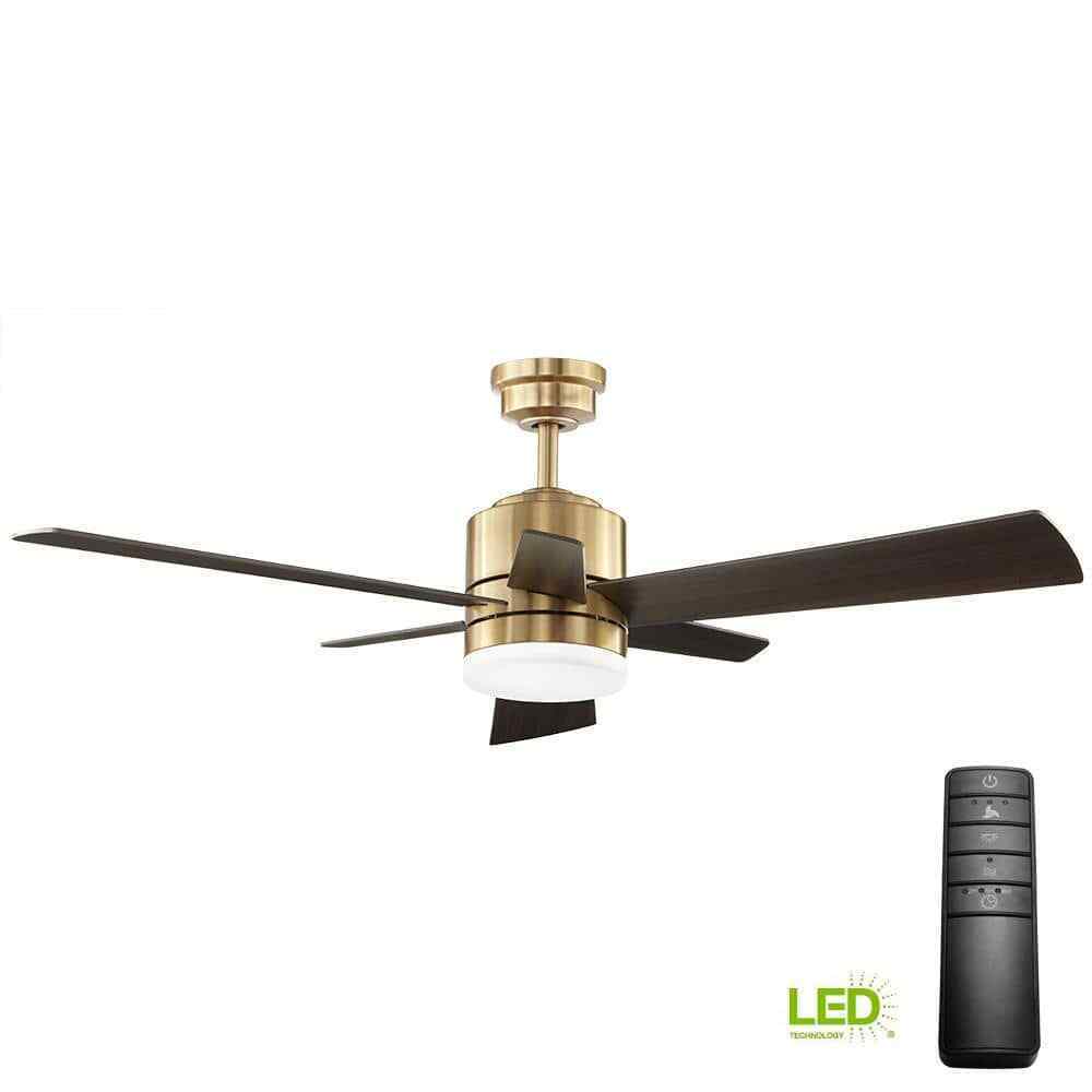 Home Decorators Hexton 52 in. Indoor LED Brushed Gold Ceiling Fan