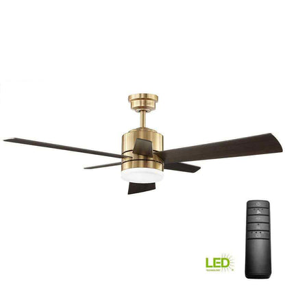 Home Decorators Hexton 52 in. Indoor LED Brushed Gold Ceiling Fan