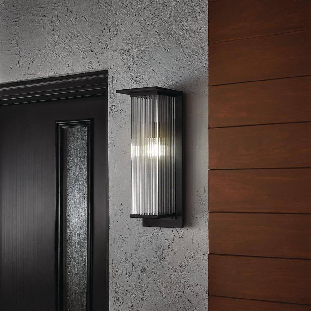 Home Decorators Jardine 20 in. 1-Light Black Modern Outdoor Wall Light Fixture