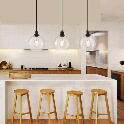 GoYeel Modern Contemporary Black Ceiling Pendant Light w/ Globe Glass Shade