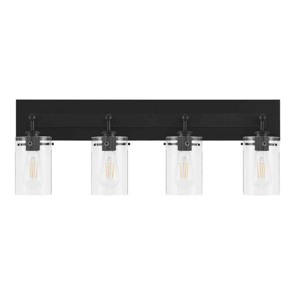 Hampton Bay Regan 29.25 in. 4-Light Matte Black Bathroom Vanity Light
