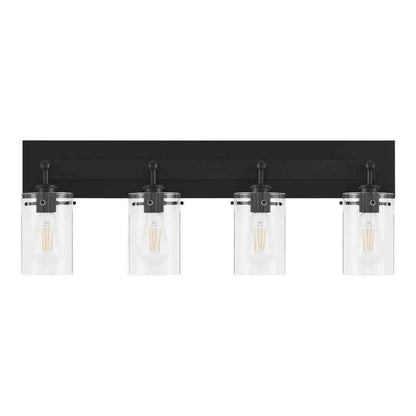 Hampton Bay Regan 29.25 in. 4-Light Matte Black Bathroom Vanity Light