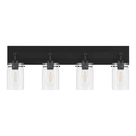 Hampton Bay Regan 29.25 in. 4-Light Matte Black Bathroom Vanity Light