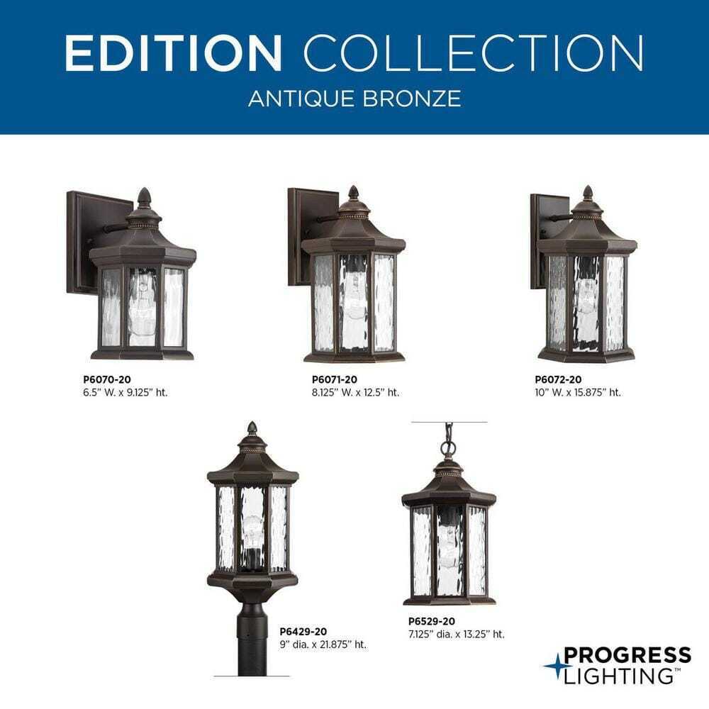Progress Lighting Edition Antique Bronze Water Glass Traditional Wall Lantern